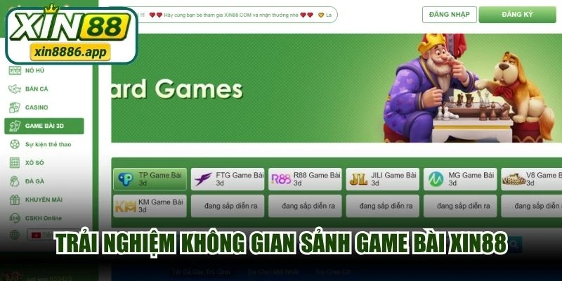 Trải nghiệm không gian sảnh game bài XIN88